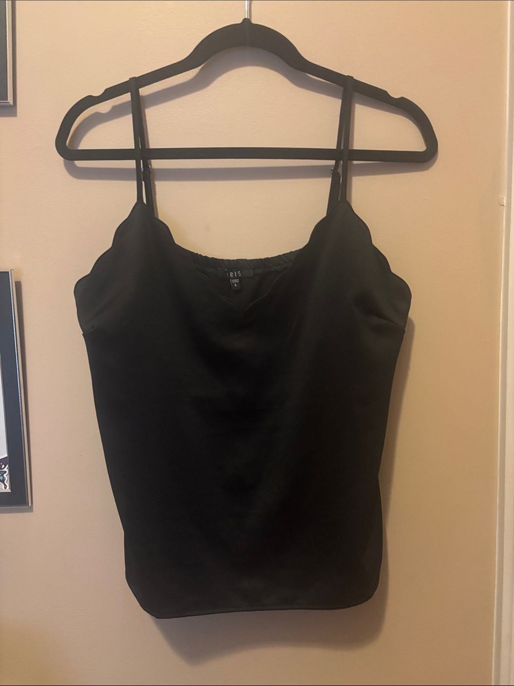 iris Black Scalloped Satin Cami